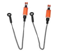 VGEBY Colgador de Alarma de Pesca, Indicador de Mordida con Cadena de Acero Inoxidable para Pesca de Carpas, Alarma Oscilante Portátil para Nocturna, 2 Aparejos de ABS con Caja de (Rojo)