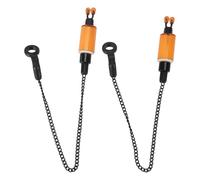 VGEBY Colgador de Alarma de Pesca, Indicador de Mordida con Cadena de Acero Inoxidable para Pesca de Carpas, Alarma Oscilante Portátil para Nocturna, 2 Aparejos de ABS con Caja de (Orange)