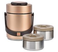 VGEBY Contenedor de Alimentos con Aislamiento Al Vacío, Portátil de Acero Inoxidable para Preservación del Calor, para Viaje de Trabajo, Picnic, 1500ml (GOLD)