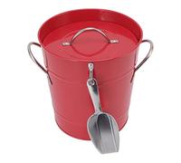 VGEBY Contenedor Redondo para Enfriar Cerveza, Plástico Duradero con Pala para Hielo para Fiestas y Eventos, 7,7x8,1x6,3 Pulgadas (rojo)