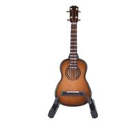 VGEBY Delicado modelo de guitarra en miniatura con soporte para decoración de escritorio, adorno de guitarra de madera, ideal para amantes de la música, 10 x 3,5 cm (café)