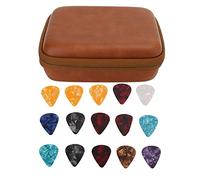 VGEBY Estuche para Púas de Guitarra, Soporte de Tela EVA, Bolsa de Almacenamiento para Púas de Guitarra a Prueba de Golpes con 15 Piezas para Eléctrica Acústica y Ukelele (Brown)