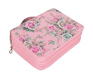 VGEBY Estuche portátil con 252 compartimentos, diseño de rosa, multicapa con cremallera, organizador de papelería, Fundación Rosa, Casual