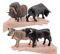 VGEBY Figura de Acción Realista de Ganado Vacuno, Juego de 4, Juguete Educativo de Animales para Niños, Decoración del Hogar (4 Modelos de Ganado Alrededor de 669g)