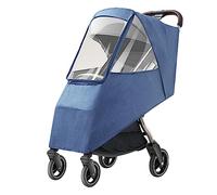 VGEBY Funda Universal para Cochecito de bebé, Impermeable, a Prueba de Viento, a Prueba de Polvo, a de Frío, con Tela Transparente Transpirable para Viajes de Niños Pequeños (Lino Azul)