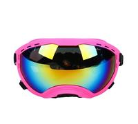 VGEBY Gafas de Sol para Perros, Lentes de PC Irrompibles con Correa Ajustable, Protección contra el Viento, Agua, Nieve, Desechos, Polvo para Perros Grandes, Actividades (Lente roja con Montura Rosa)
