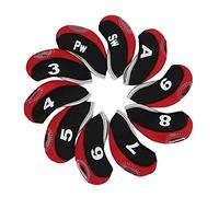 VGEBY Golf Head Covers 10pcs Impermeable Golf Club Cubiertas de Cabeza de Hierro Putter Set Protector Case(Negro y Rojo) Deportes De Ocio Golf