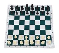 VGEBY Juego de ajedrez, juego de ajedrez de plástico, juego de escritorio con tablero de cuero artificial de 50 x 50 cm, para fiestas, camping, ajedrez relajante, deportes de ocio