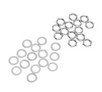 VGEBY - Juego de arandelas de tuerca de rosca hembra G3 8, 14 tuercas y 14 arandelas, material metálico con rosca estándar y superficie lisa, para conexión Jack de guitarra (SILVER)