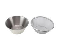 VGEBY Juego de Cuencos Coladores de Metal Versátiles para Enjuague de Frutas, Preparación de Batidos de Huevos, Cesta de Drenaje de 6,7 Oz (Beige)