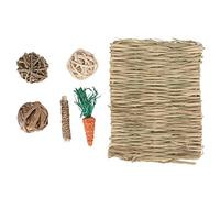 VGEBY Juego de Juguetes para Masticar para Hámster Tejido, Juguetes Multifuncionales para Rechinar los Dientes para Animales Pequeños, Material Natural de 6 Piezas