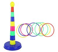 VGEBY Juego de Lanzamiento de Aros, Juguete Interactivo de Interior para e Hijos con 1 Juego de Pilares Coloridos y 8 Aros, para Actividades Grupales en Familia Durante Las (Juguetes para lanzar)