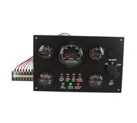 VGEBY Juego de Medidores de Temperatura de Aceite de Agua, Panel de Metal con Función de Alarma, Monitor 5 Medidores para Yates, Vehículos Recreativos y Camiones de 12 V