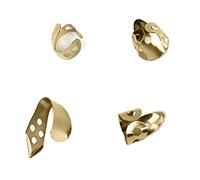 VGEBY Juego de púas de dedo de acero inoxidable de alta calidad, hechas a mano, adecuadas para práctica de guitarra, 4 piezas para músicos (dorado)