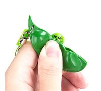 VGEBY Juguete de Llavero de Guisante Exprimidor, Frijol Inquieto para Aliviar el Estrés para Niños y Adultos, Colgante de Vaina Lindo y Divertido Descompresión (Green)
