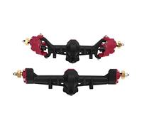 VGEBY Kit de Eje de Portal Trasero Delantero de Coche RC, Carcasa de Plástico con Superficie Texturizada Esmerilada, Mayor Ancho y Distancia Al Suelo para Actualización 1/24 Axial SCX24 (Negro Rojo)