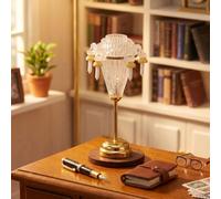 VGEBY Lámpara de Araña en Miniatura de Aleación Ligera para Casa de Muñecas, LED Cálido a Escala 1/12 con Batería CR1632, Lámpara Colgante Dorada para Casa de Muñecas, Diorama, Caja de Sombra, (luz