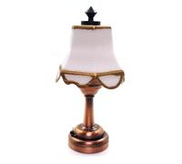 VGEBY Lámpara de Casa de Muñecas Lámpara de Mesa en Miniatura con Base de Aleación y Pantalla de Ventilador Escala 1 12 Luz LED Cálida con Pilas para Casa de Muñecas Vintage Dormitorio Estudio Sala