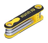 VGEBY Llave de Estrella Plegable, Llave Combinada Plegable de Acero Al Cromo Vanadio 8 en 1 con T9 T10 T15 T20 T25 T27 T30 T40, Herramienta de Reparación Portátil de Bolsillo para Maquinaria de