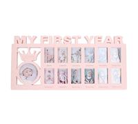 VGEBY Marco de Fotos del Primer Año del Bebé Marco de Fotos de 12 Meses Marco de Fotos de Mi Primer Año(Rosa)