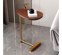 VGEBY Mesa Auxiliar Pequeña Que Ahorra Espacio en Forma de C para sofá, Resistente Grano de Madera Oscura con Marco de Metal, 1 Unidad (Diseño Plano y Marco Dorado.)