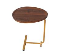 VGEBY Mesa Auxiliar Pequeña Que Ahorra Espacio en Forma de C para sofá, Resistente Grano de Madera Oscura con Marco de Metal, 1 Unidad (Diseño de Ranura y Marco Dorado.)