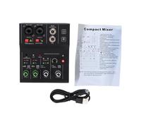 VGEBY Mezclador de Sonido de 2 Canales Interfaz de Audio Controlador DJ con Alimentación Fantasma Salida AUX MP3 Perillas de Control Independientes para Grabar Presentaciones en (BLACK)