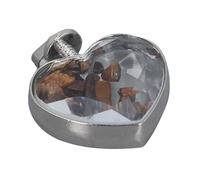 VGEBY Mini botella de cristal en forma de corazón de alta calidad, decorativa para escenas románticas, proyectos de arte, material piedra/vidrio/acero inoxidable (ojo de tigre amarillo)