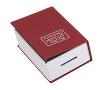 VGEBY Mini Caja Fuerte con Textura para Libros, Caja de Seguridad para Ahorrar Dinero en Efectivo para Oficina en Casa, Revestimiento de Acero Inoxidable, 1 Cerradura y 2 Llaves (mini rojo)