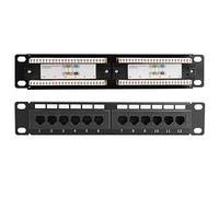 VGEBY Panel de Parcheo CAT6 12 Puertos, UTP RJ45 Montaje en Pared | Rack de Red, Cableado T568A/B, Cable 22-26AWG, Pines Chapados en Oro de 800 Ciclos, Carcasa de Policarbonato, Configuración