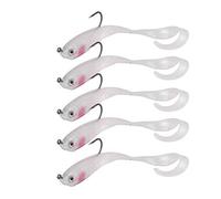 VGEBY Paquete de 5 Señuelos de Pesca Blandos, Cebos Artificiales con Ojos Biónicos Realistas, Colores Brillantes para Pesca en Agua Dulce y Mar (SO050-2)