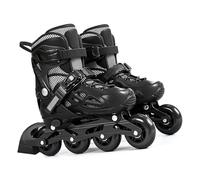 VGEBY Patines en Línea, Patines con Luz Ajustable con Ruedas Brillantes Autoalimentadas y Rodamientos ABEC 7 para Niños y Niñas de 6 a 12 Años (Black M)