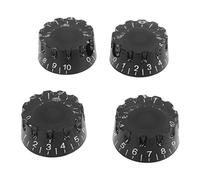 VGEBY Perilla de Guitarra de Plástico Profesional, 24 Estrías Finas, Reemplazo de Perilla de Control de Bajos, Fácil Instalación, 4 Piezas, Reemplazo Ideal (BLACK)