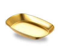 VGEBY Plato de Camping de Acero Inoxidable, Plato de Cena de Metal Resistente de 10 Pulgadas, Perfecto para Picnic, Barbacoa, Viajes (Copos de nieve retros) (GOLD)