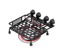 VGEBY Portaequipajes de Metal RC con Luz LED Portaequipajes 4 Luces Redondas Construcción de Metal Control Remoto CH3 114 X 110 X 42 Mm para Axial SCX10 1 10 RC Crawler (4 Blanco)