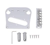 VGEBY Puente de Guitarra Placa de Puente de 6 Monturas Ajustable de Aleación con Pernos, Tornillos y Llave, Accesorios de Repuesto Cromados para Configuración de Reparación de Guitarristas Eléctricos