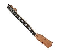 VGEBY Reemplazo de cuello de guitarra eléctrica de madera de caoba con incrustaciones blancas en forma de trapeo, tuerca resistente para tocar cómodamente, 22 correas para guitarra eléctrica