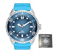 VGEBY Reloj de Buceo de Cuarzo con Energía Solar, Correa de Silicona de Acero Inoxidable Luminosa Resistente Al Agua hasta 300 M, con Brillo Nocturno para Hombres, Mujeres, Negocios Al (Blue)