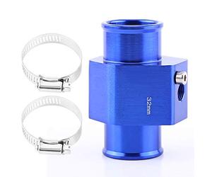Vgeby - Sensor de temperatura del tubo de agua con 2 bridas comunes, calibre radiador, tubo adaptador, color azul, de 26-40 mm. 32MM