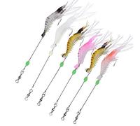 VGEBY Señuelo Tipo Gamba Artificial, Suave y Luminoso, Aparejos de Pesca de Alta Simulación con Gancho para Trucha, Perca, Salmón, 6 uds.