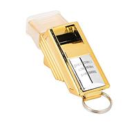 VGEBY Silbato de árbitro, Silbato Deportivo Profesional de Resina ABS con Diseño de Doble Cámara de Aire y Colgador de Nailon Ajustable, para Entrenamiento de Entrenador de Fútbol, (Oro Plata)