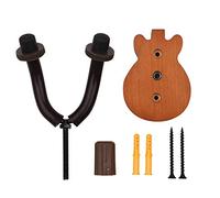 VGEBY Soporte de Pared para Guitarra de Madera Maciza con Varillas de Metal Estabilizadoras para Guitarra Eléctrica Acústica, bajo, Ukelele, Fácil de Instalar, para Entusiastas de la (Grano de
