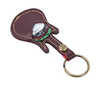 VGEBY Soporte portátil para púas de guitarra, de cuero, de latón, incluye accesorios para púas, bolsas y estuches para guitarra acústica y clásica, color marrón