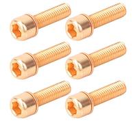 VGEBY Tornillos fijos de vástago de Bicicleta, 4 Piezas M6 * 18 mm Bicicleta Tornillos cónicos de aleación de Titanio para Bicicleta de montaña(Gold)