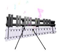 VGEBY Xilófono Glockenspiel Portátil de 30 Notas, Instrumento de Percusión con Marco de Madera con Bolsa de Transporte para Principiantes (Blanco negro)