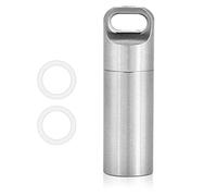 VGEBY1 Camping Botella de píldora, soporte de píldora de acero inoxidable impermeable medicina contenedor para acampar viajar senderismo