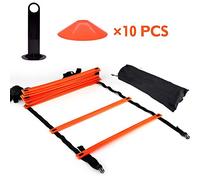 VGEBY1 Kit de Tren Speed Agility, Escalera de Agilidad Plana de 19 pies + 10 Piezas de Conos de Disco para Entrenamiento atlético(Orange)