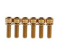VGEBY1 Pernos de Titanio para Bicicleta MTB Tornillo de Titanio Ti, Tornillos de aleación de Titanio M5 x 18 mm de 6 Piezas con Arandelas fijadas para vástago de Bicicleta MTB(Dorado)