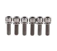 VGEBY1 Pernos de Titanio para Bicicleta Tornillo de Titanio Ti, Tornillos de aleación de Titanio M5 x 18 mm de 6 Piezas con Arandelas fijadas para vástago de Bicicleta MTB(Plata)