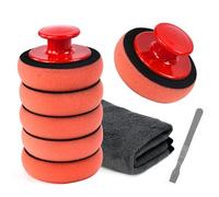 VGECEE 10 Pcs I Juego de Almohadillas de Pulido para Coche Esponja Pulir Coche 100mm Esponja Pulido Coche Con Mango Ergonómico, Paño de Microfibra para Quitar Arañazos Coche y Pulir Faros Coche a Mano